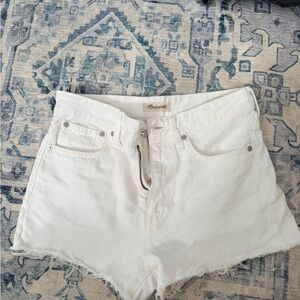 Madewell White High-Rise Denim Shorts